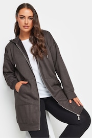 Yours Curve Grey Longline Zip Through Hoodie - Image 1 of 4