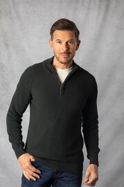 Lakeland Clothing Green Quarter Zip Knitted Cotton Jumper - Image 1 of 6