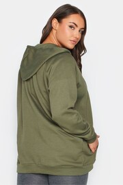 Yours Curve Green Raglan Zip Thruough Hoodie - Image 2 of 4