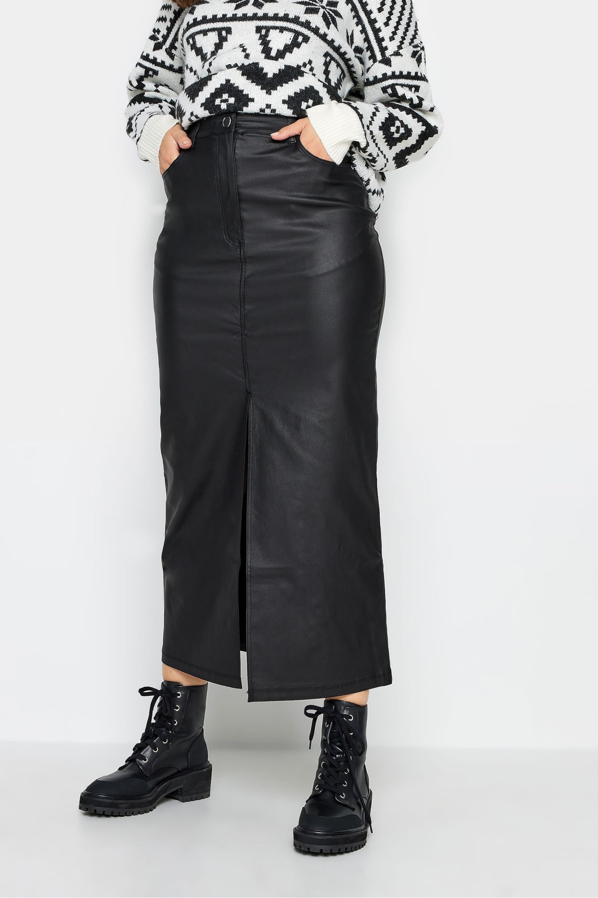 Long Tall Sally Black Coated Skirt - Image 1 of 4