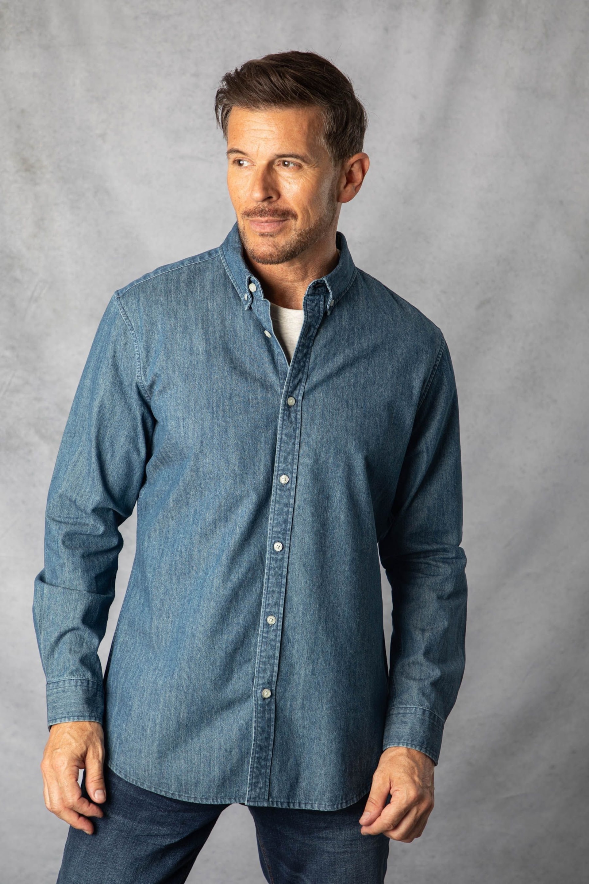 Lakeland Clothing Blue Harrison Denim Shirt - Image 5 of 6