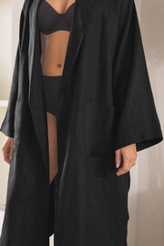 Black Linen Dressing Gown - Image 6 of 8
