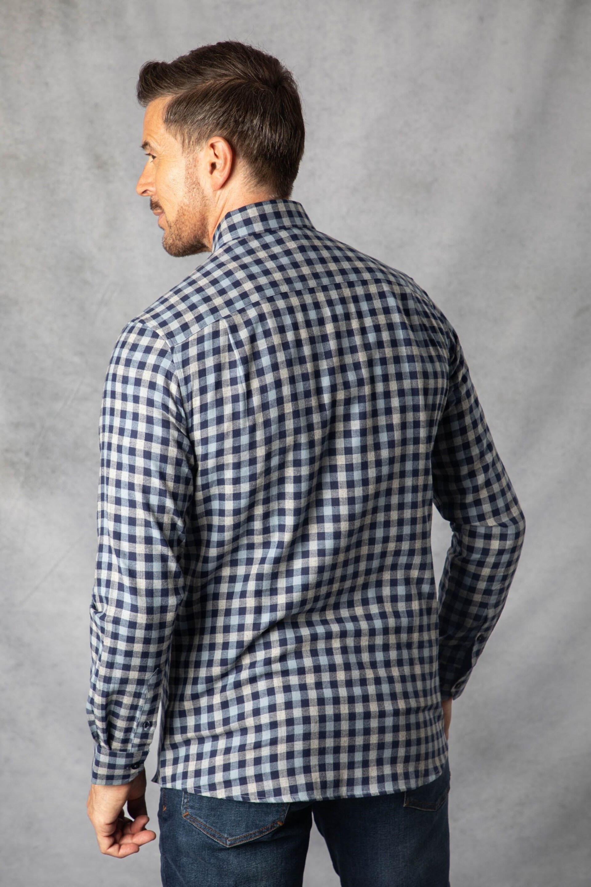 Lakeland Clothing Blue Jack Brushed Cotton Check Shirt - Image 3 of 7