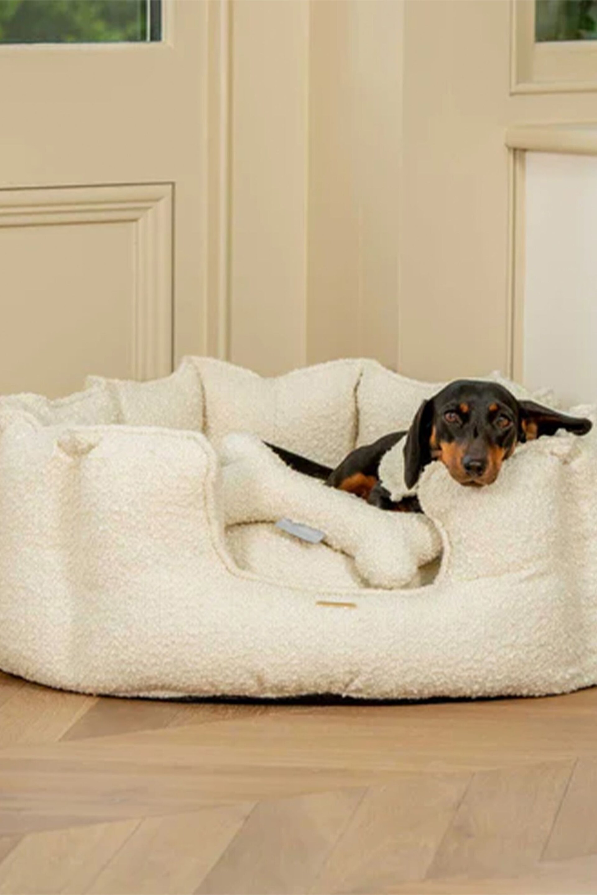 Lords and Labradors Ivory High Sided Boucle Dog Bed - Image 1 of 3