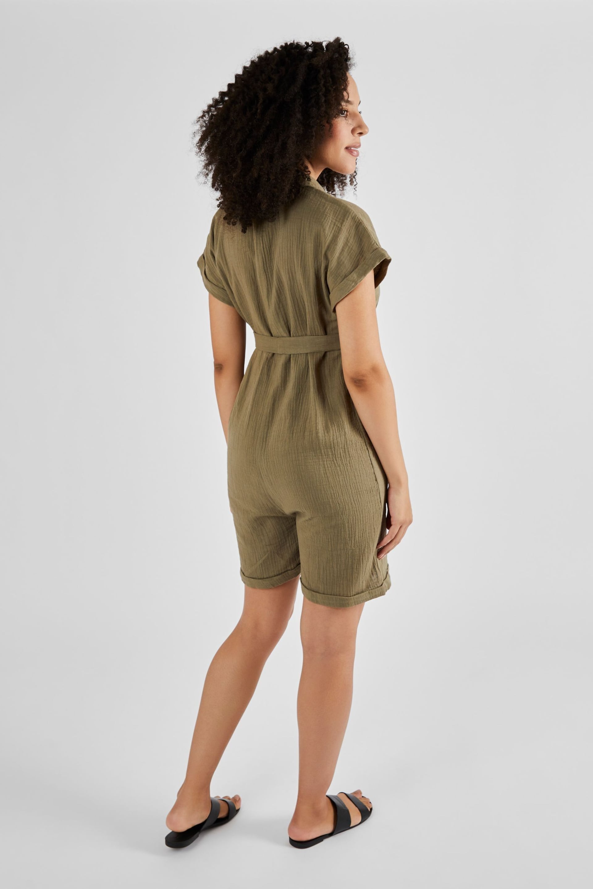 JoJo Maman Bébé Khaki Cotton Maternity Playsuit - Image 2 of 5