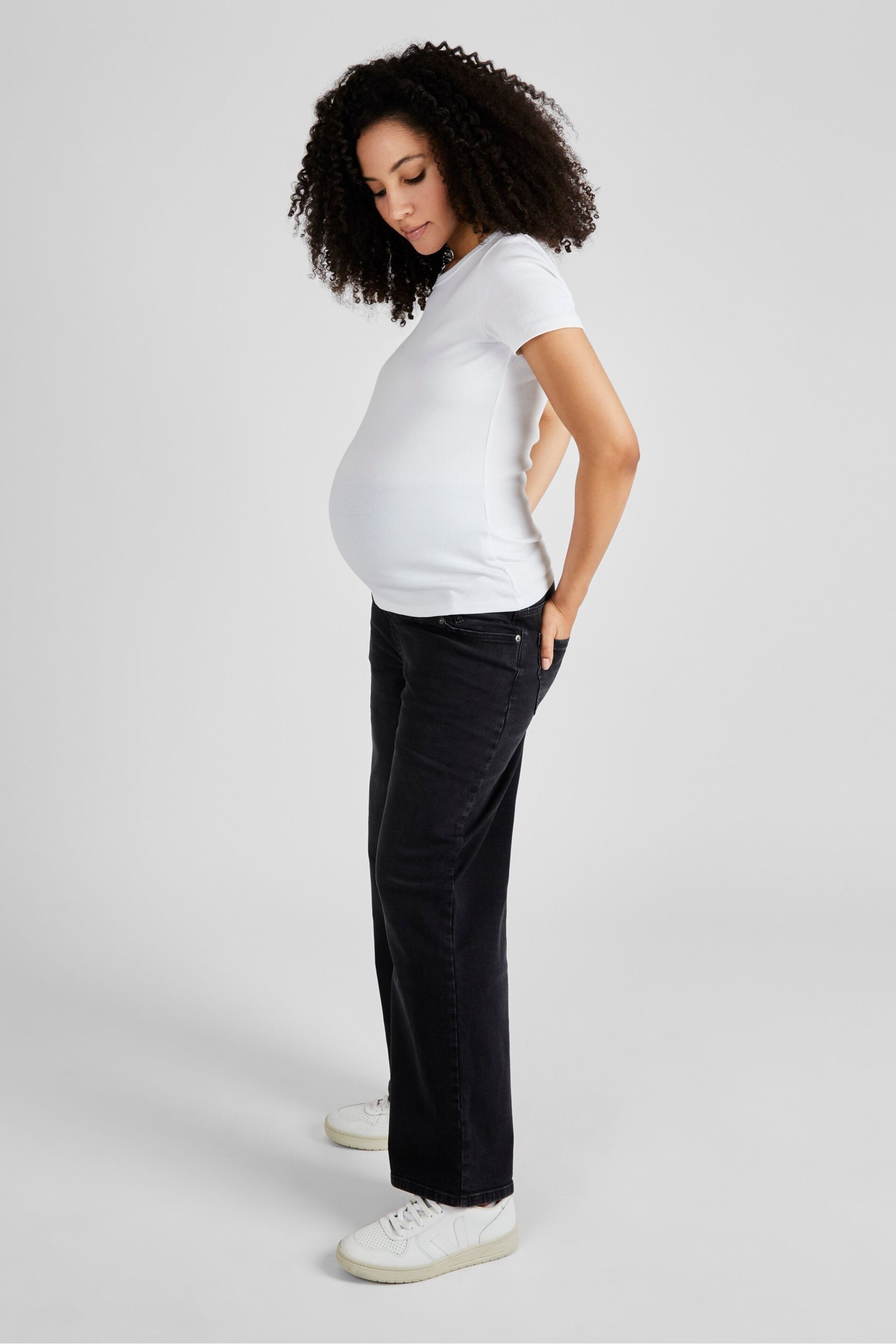 JoJo Maman Bébé Black Wide Leg Maternity Jeans - Image 3 of 4