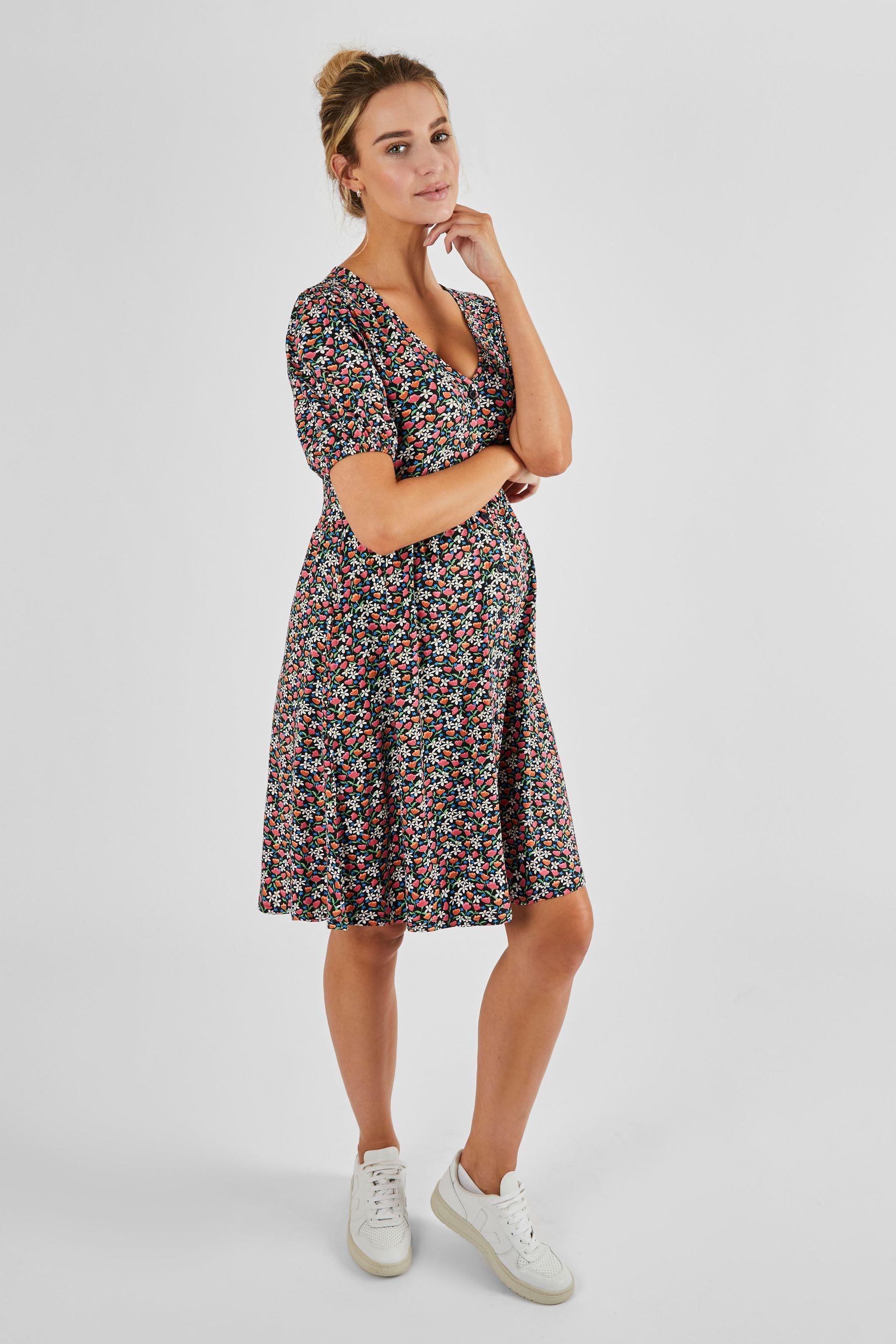 Buy JoJo Maman Bebe Black Floral Floral Print V Neck Maternity Dress from Next Luxembourg