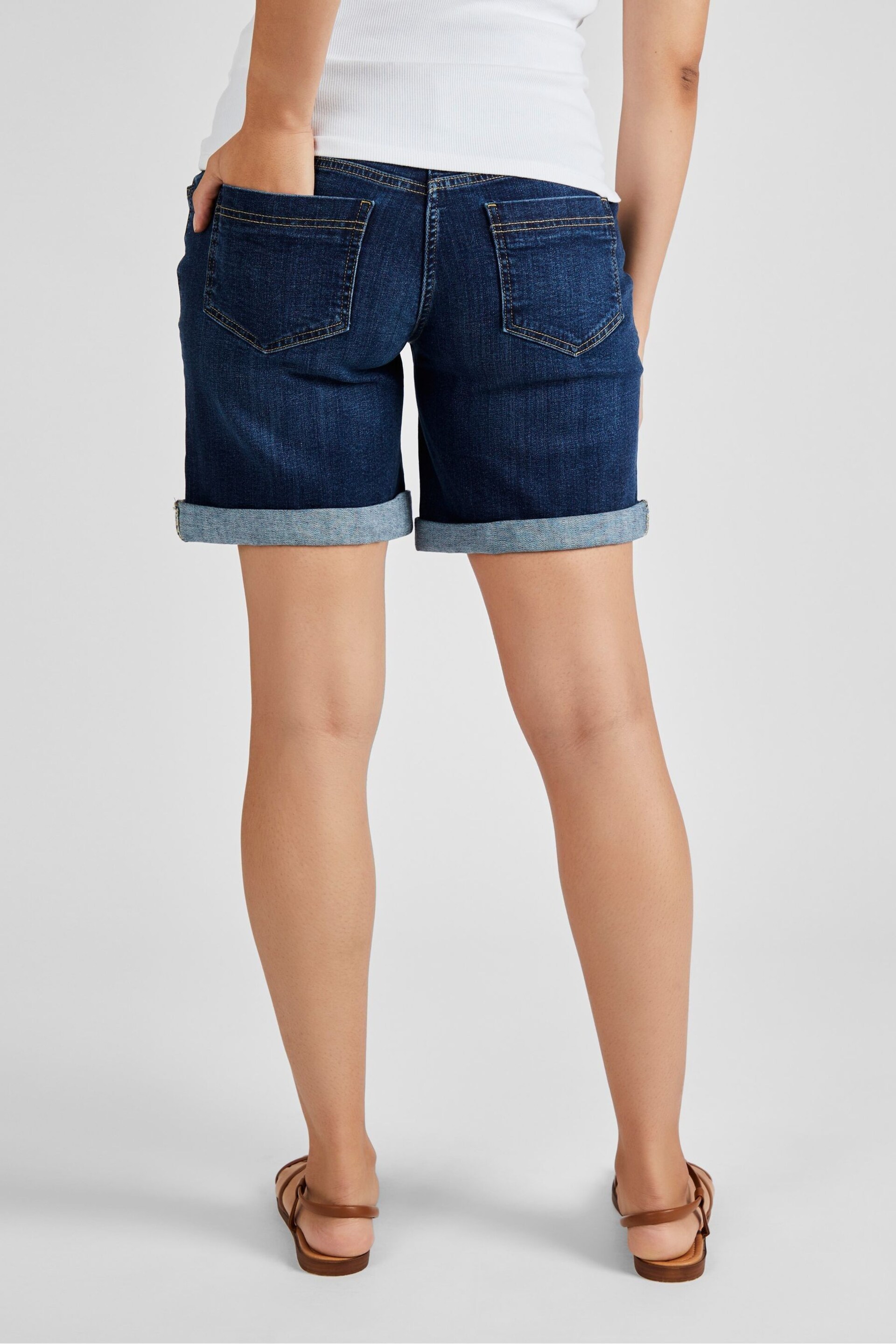 JoJo Maman Bébé Indigo Blue Denim Maternity Shorts - Image 2 of 4