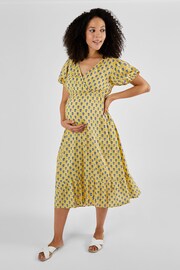 JoJo Maman Bébé Yellow Batik Print Maternity Midi Dress - Image 1 of 4