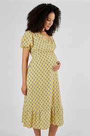 JoJo Maman Bébé Yellow Batik Print Maternity Midi Dress - Image 3 of 4