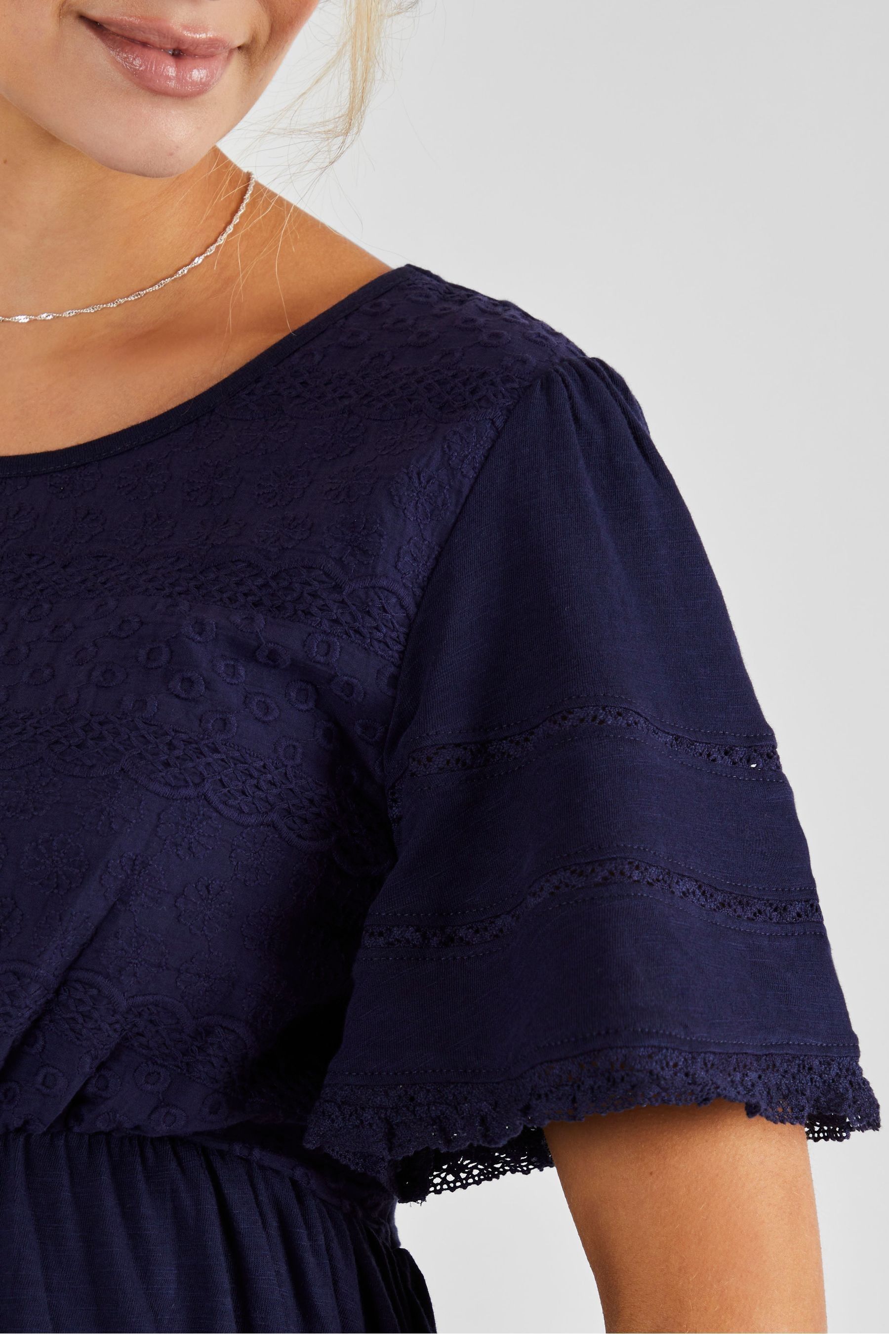 Buy JoJo Maman Bebe Navy Broderie Maternity Dress from Next Luxembourg