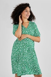 JoJo Maman Bébé Green Floral Floral V-Neck Maternity Dress - Image 3 of 5