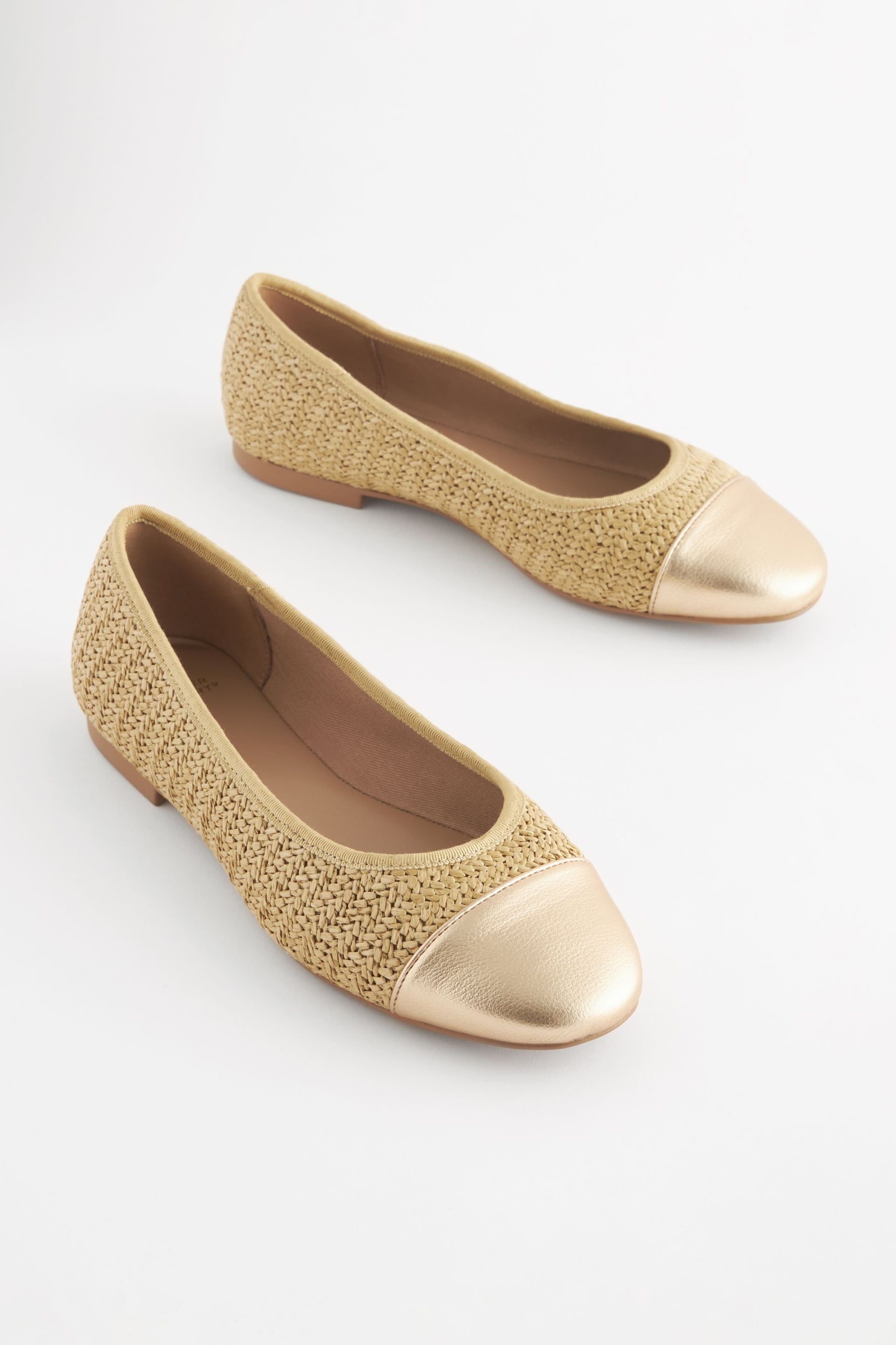 Natural/Gold Extra Wide Fit Forever Comfort® Ballerinas Shoes - Image 1 of 3