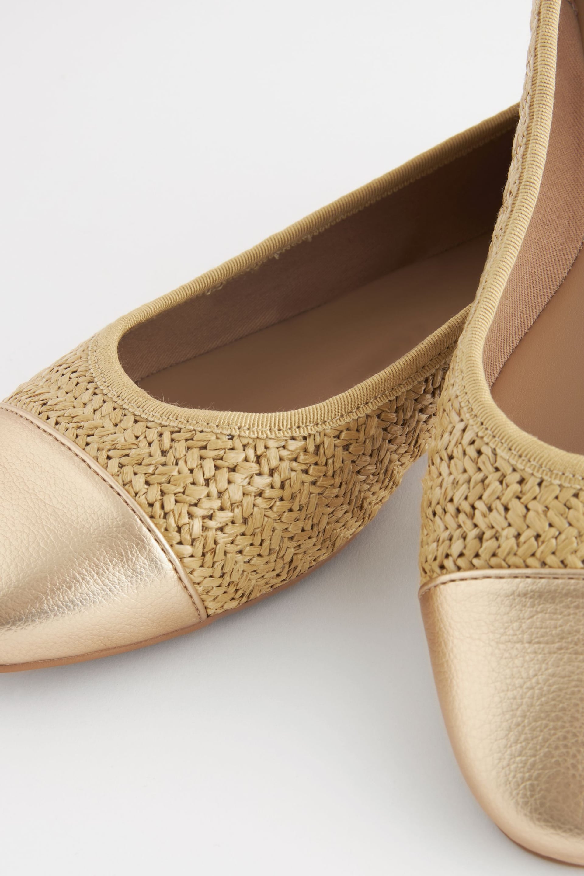 Natural/Gold Extra Wide Fit Forever Comfort® Ballerinas Shoes - Image 2 of 3