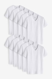 White 10 pack V-Neck T-Shirts - Image 1 of 8
