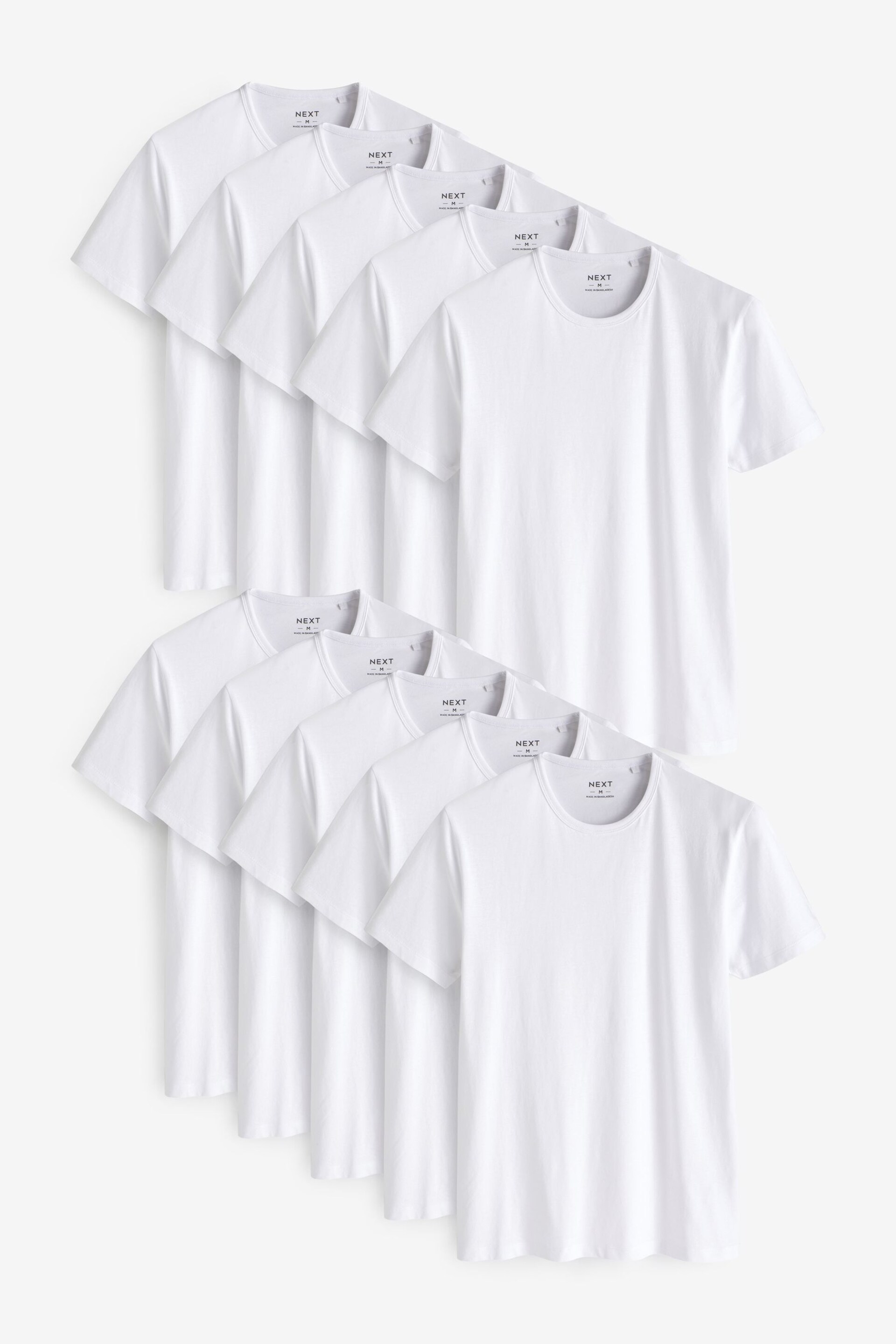 White 10 pack Slim Fit T-Shirts - Image 4 of 8