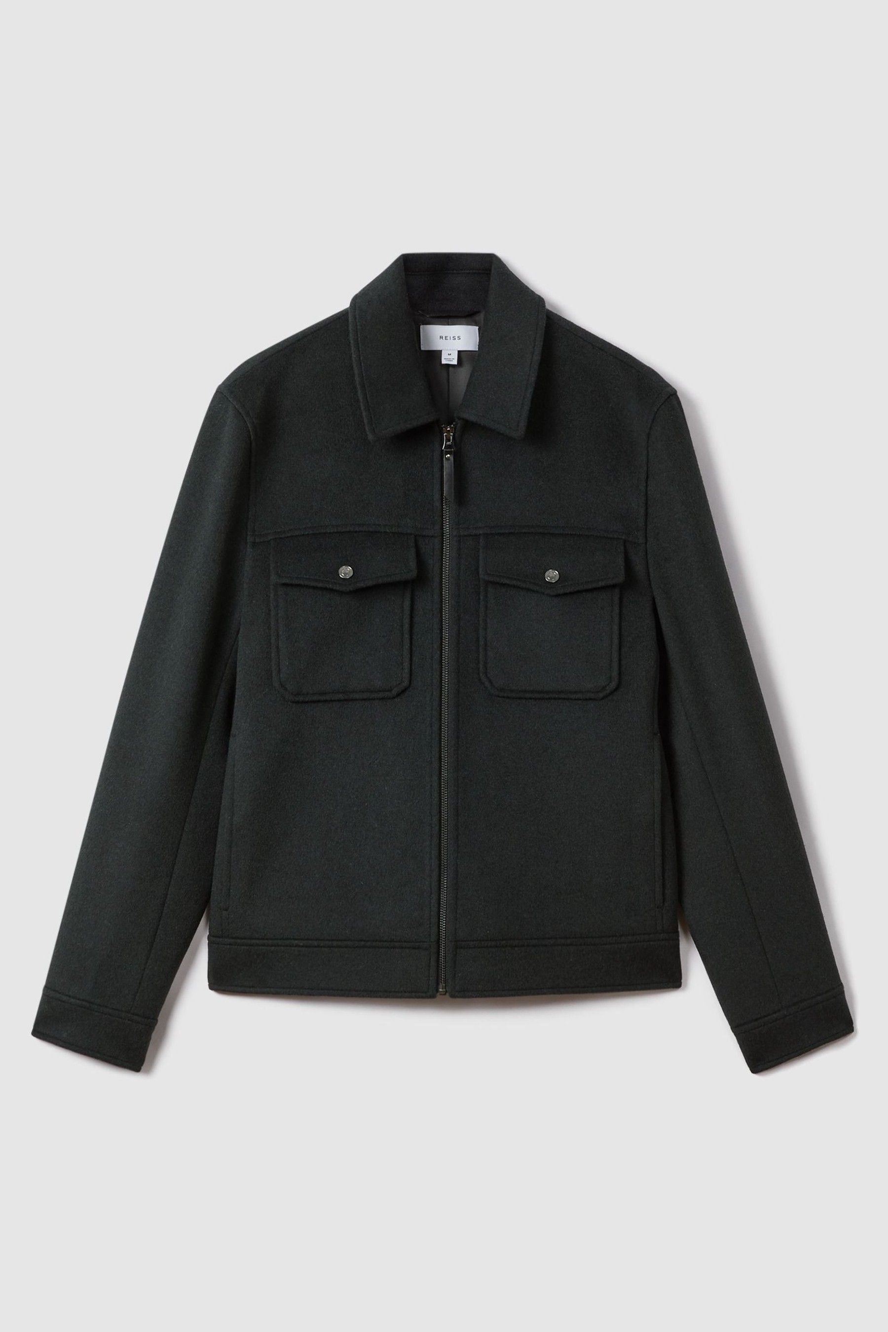 Buy Reiss Dark Forest Green Peridoe Wool Blend Zip Through Jacket from the Next UK online shop