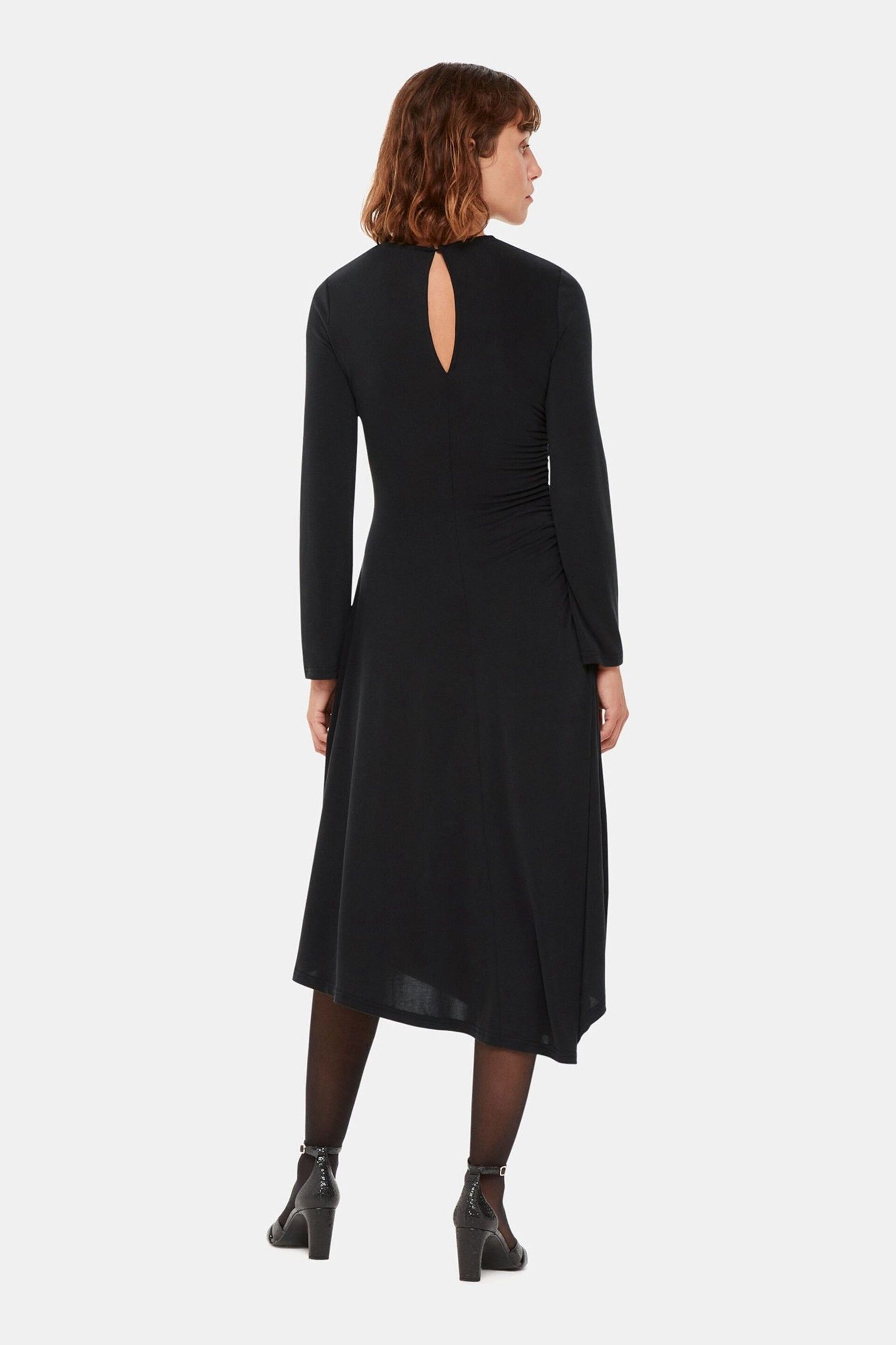 Whistles Asymmetric Jersey Midi Black Dress - Image 2 of 5