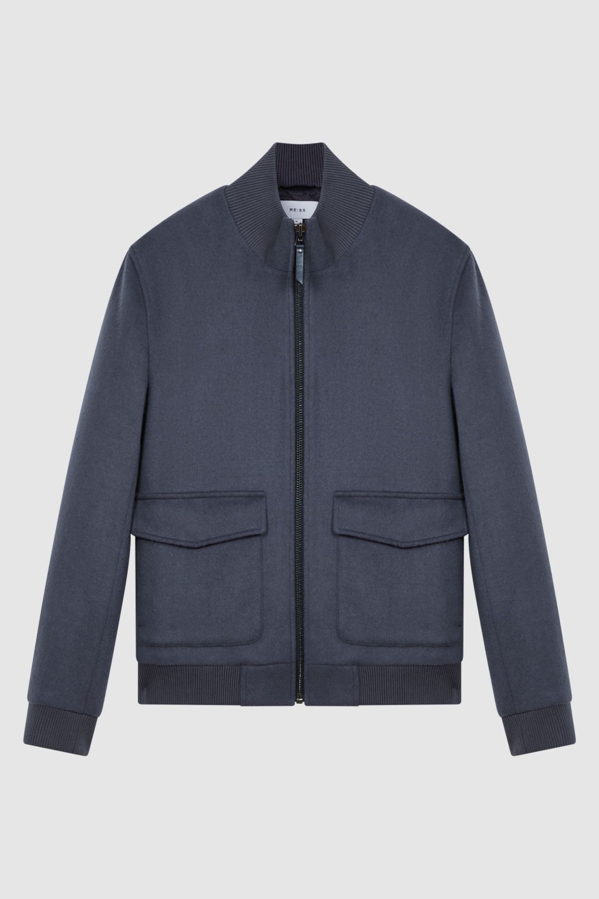 Reiss Airforce Blue Shuffle Wool Blend Zip-Through Jacket - Image 2 of 5