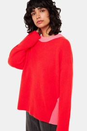 Whistles Red Colourblock Crew Neck Knit Jumper - Image 3 of 5