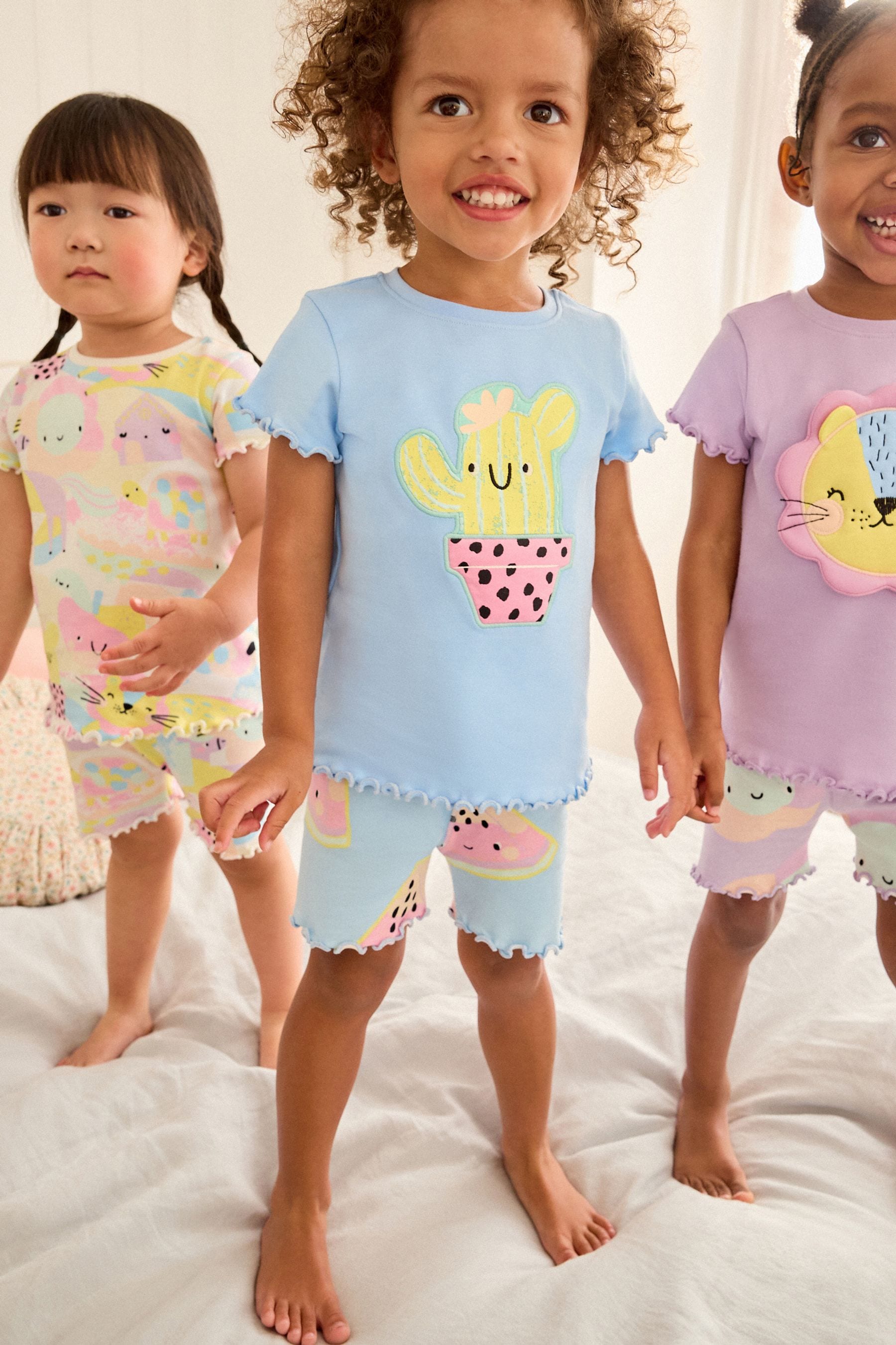 Purple Character 100 Cotton Short Pyjamas 3 Pack 9mths 10yrs