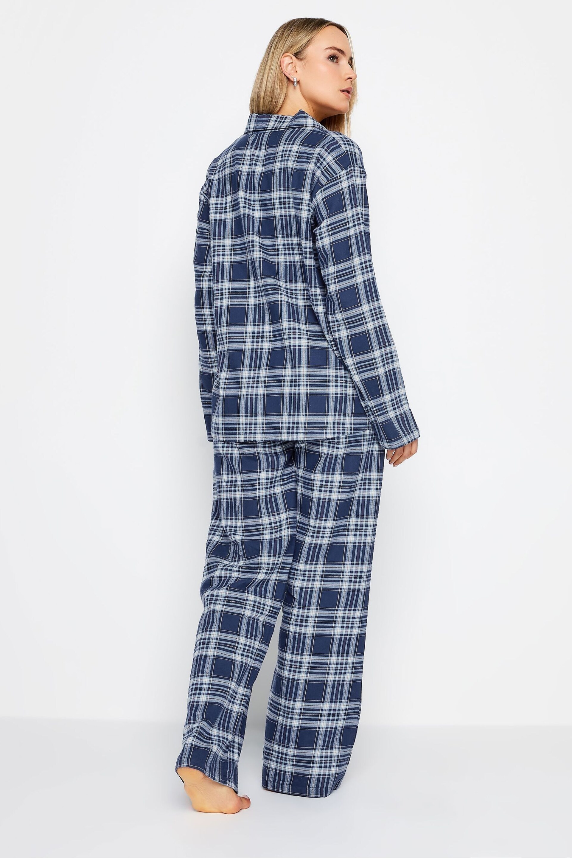 Long Tall Sally Blue Twill Check Pyjama Set - Image 3 of 5