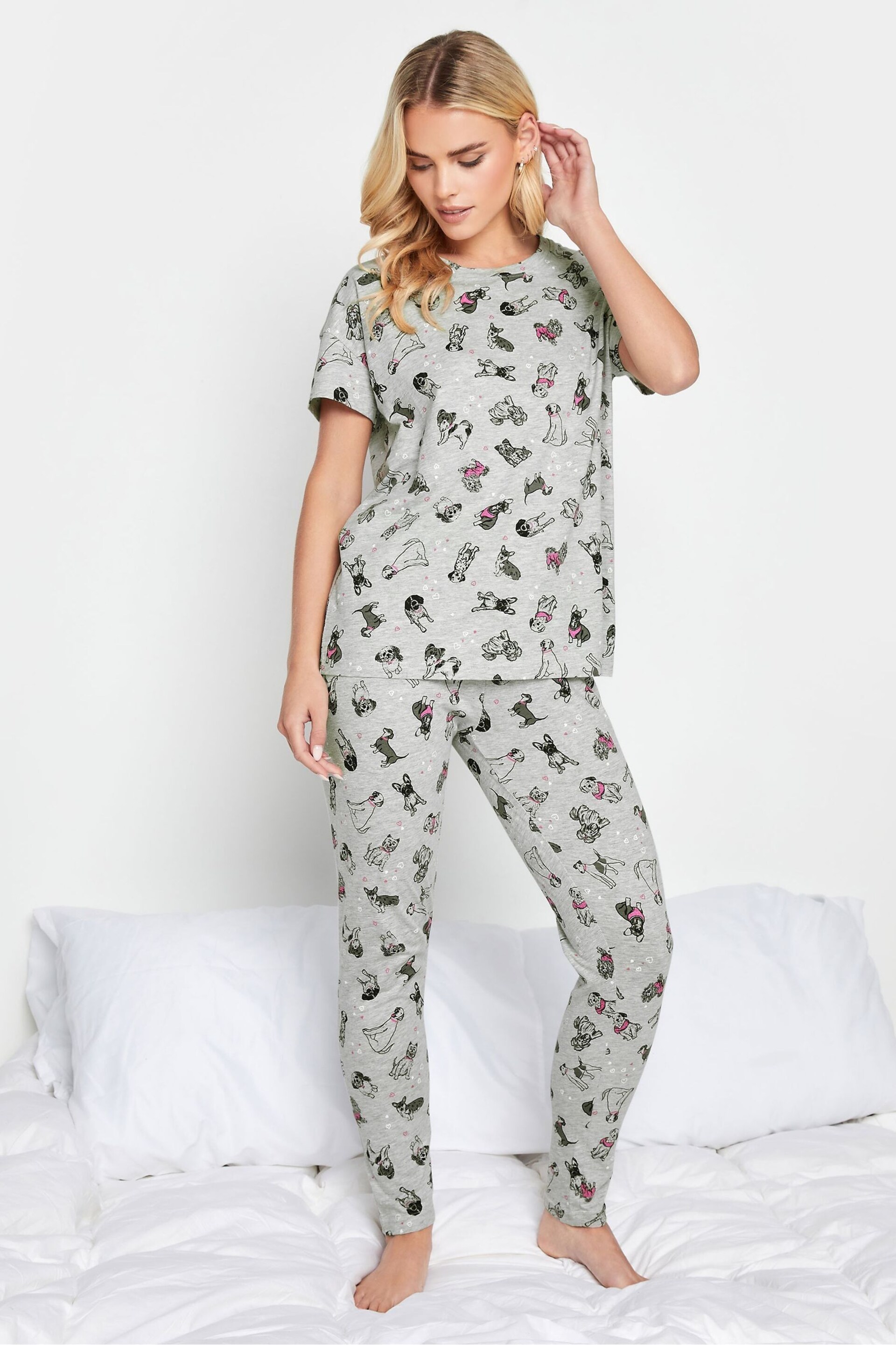 PixieGirl Petite Grey Tapered Pyjamas Set - Image 1 of 5