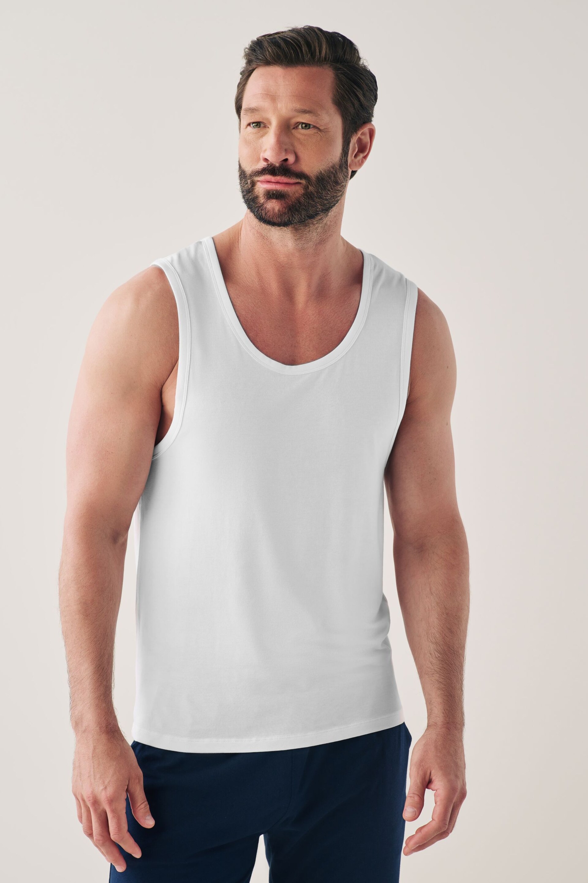 White 2 Pack Signature Bamboo Vests - Image 1 of 8