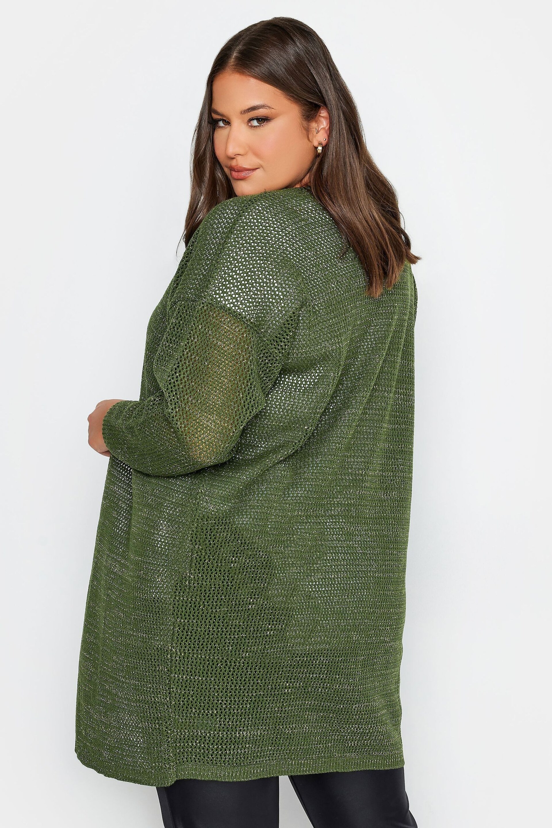 Yours Curve Green Edge To Edge Cardigan - Image 2 of 4