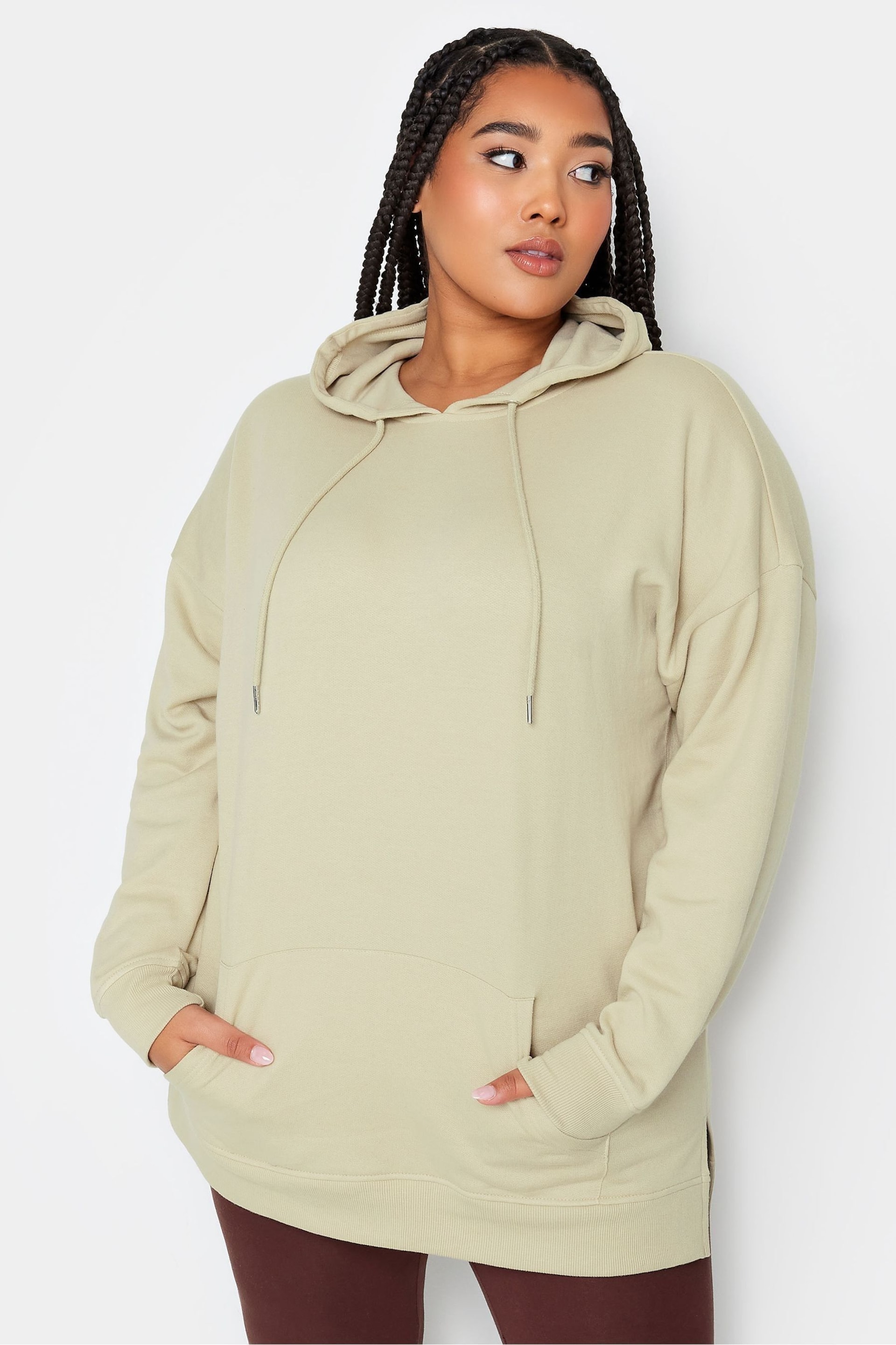 Yours Curve Brown Light Overhead Hoodie - Image 1 of 4