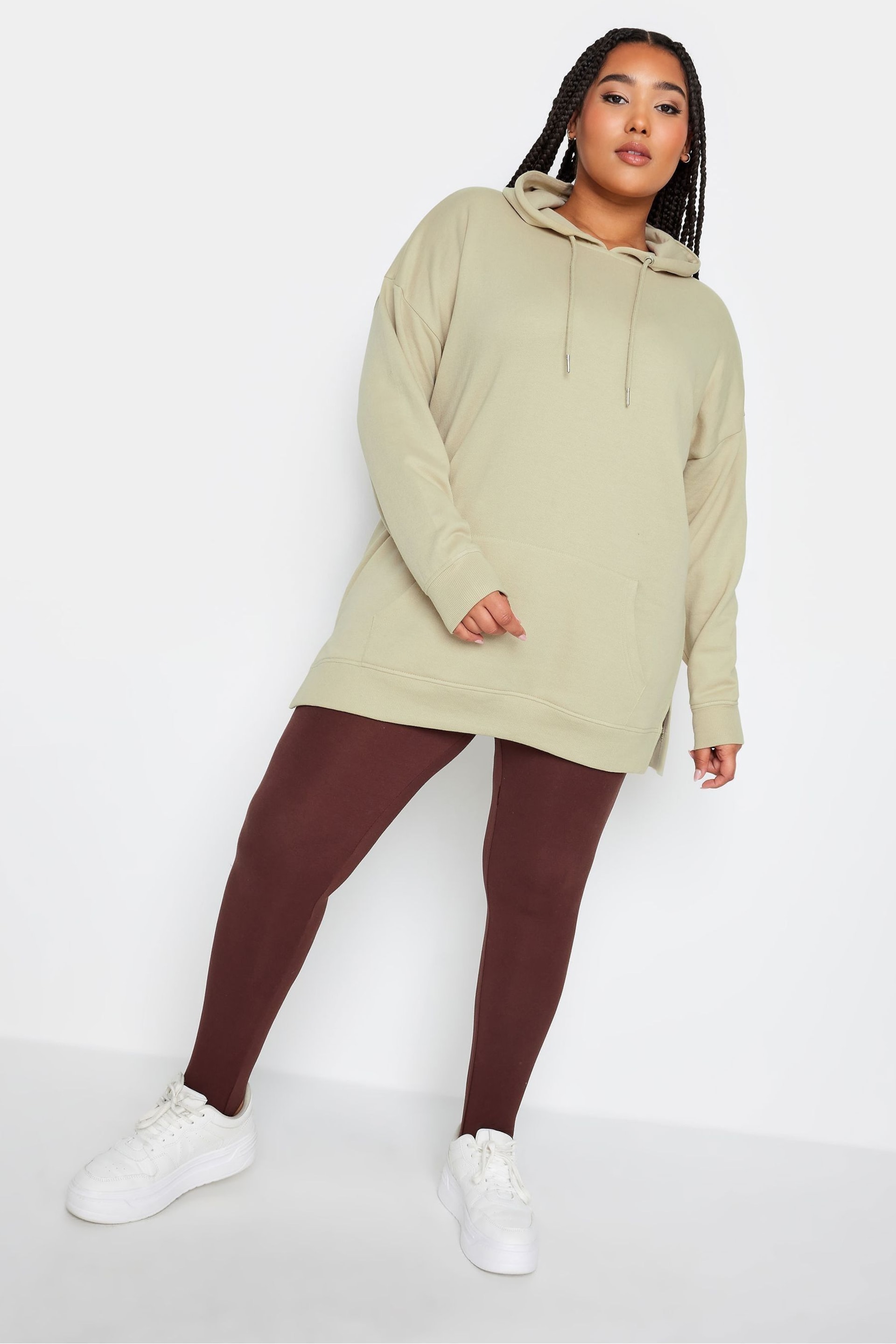 Yours Curve Brown Light Overhead Hoodie - Image 3 of 4