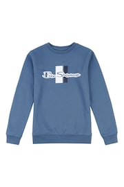 Ben Sherman Boys Blue Mod Script Crew Neck Sweatshirt - Image 1 of 3