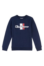 Ben Sherman Boys Blue Mod Script Crew Neck Sweatshirt - Image 1 of 3