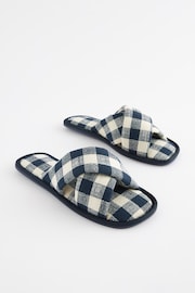 Navy Check Crossover Slider Slippers - Image 3 of 7