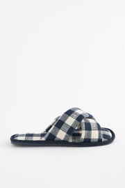 Navy Check Crossover Slider Slippers - Image 4 of 7