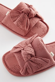 Pink Broderie Bow Slider Slippers - Image 5 of 7