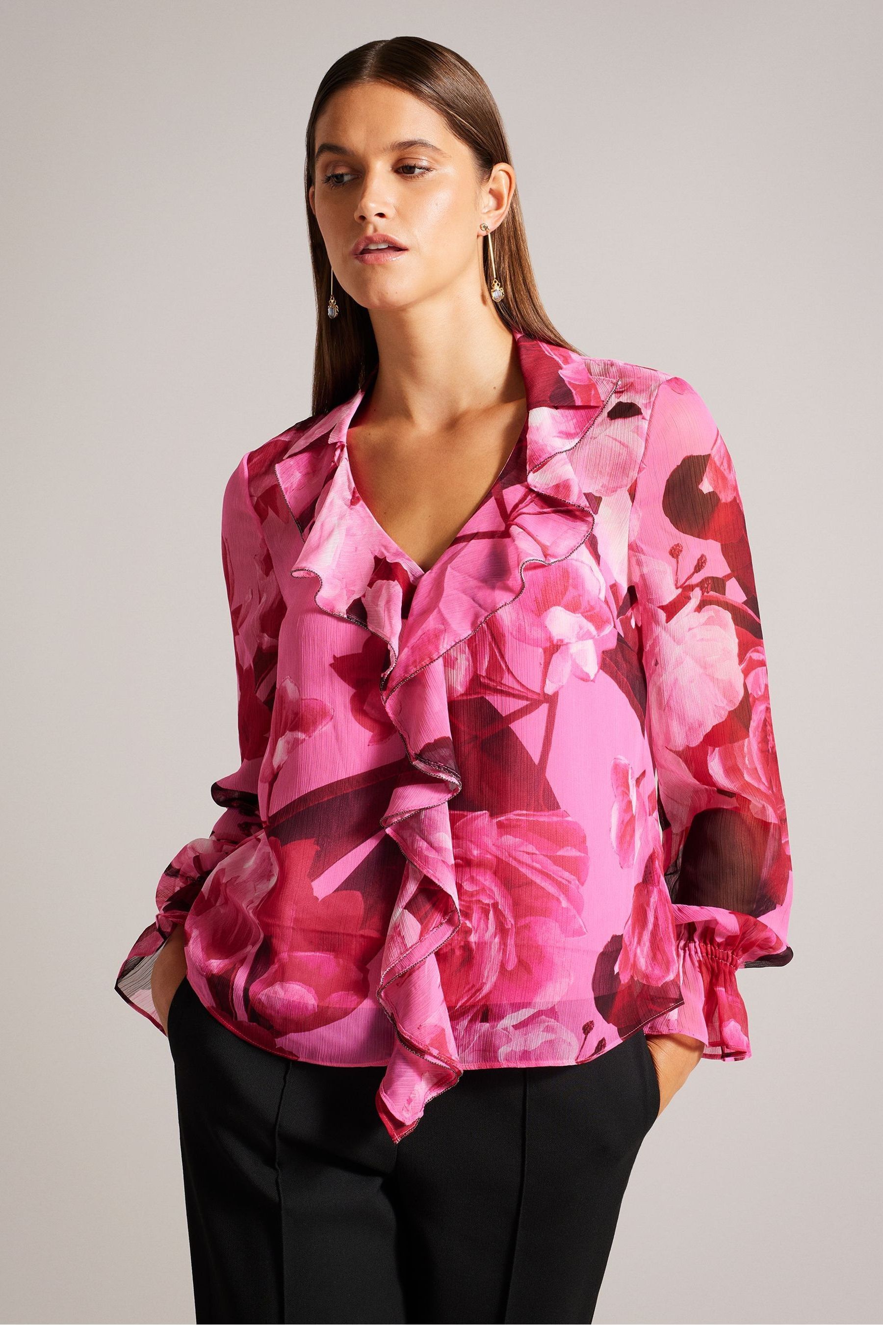 Ted baker pink ruffle jumper hot sale