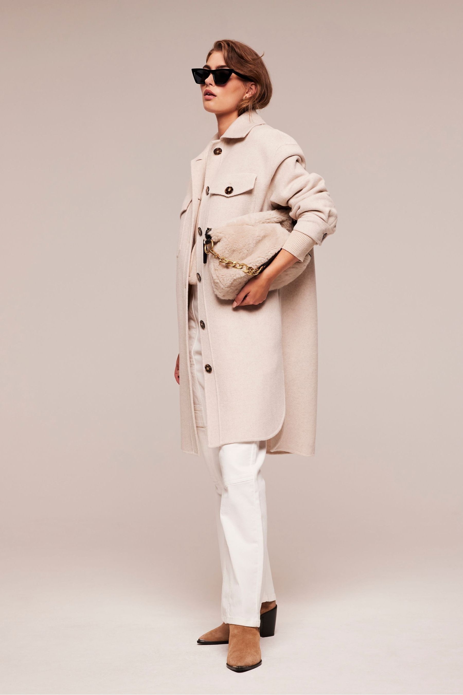 Mint velvet cream double breasted coat top