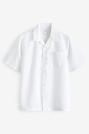 White Cuban Collar Linen Blend Short Sleeve Shirt - Image 5 of 7