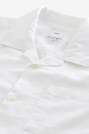 White Cuban Collar Linen Blend Short Sleeve Shirt - Image 6 of 7