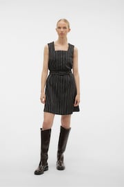 VERO MODA Black Pinstripe Pinafore Belted Tailored Mini Dress - Image 2 of 7