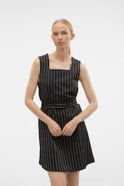 VERO MODA Black Pinstripe Pinafore Belted Tailored Mini Dress - Image 5 of 7