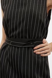 VERO MODA Black Pinstripe Pinafore Belted Tailored Mini Dress - Image 6 of 7