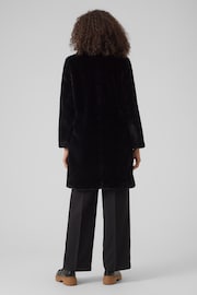 VERO MODA Black Longline Button Up Faux Fur Coat - Image 2 of 5