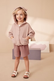 Pink Waffle Hoodie and Shorts Set (3mths-7yrs) - Image 2 of 7