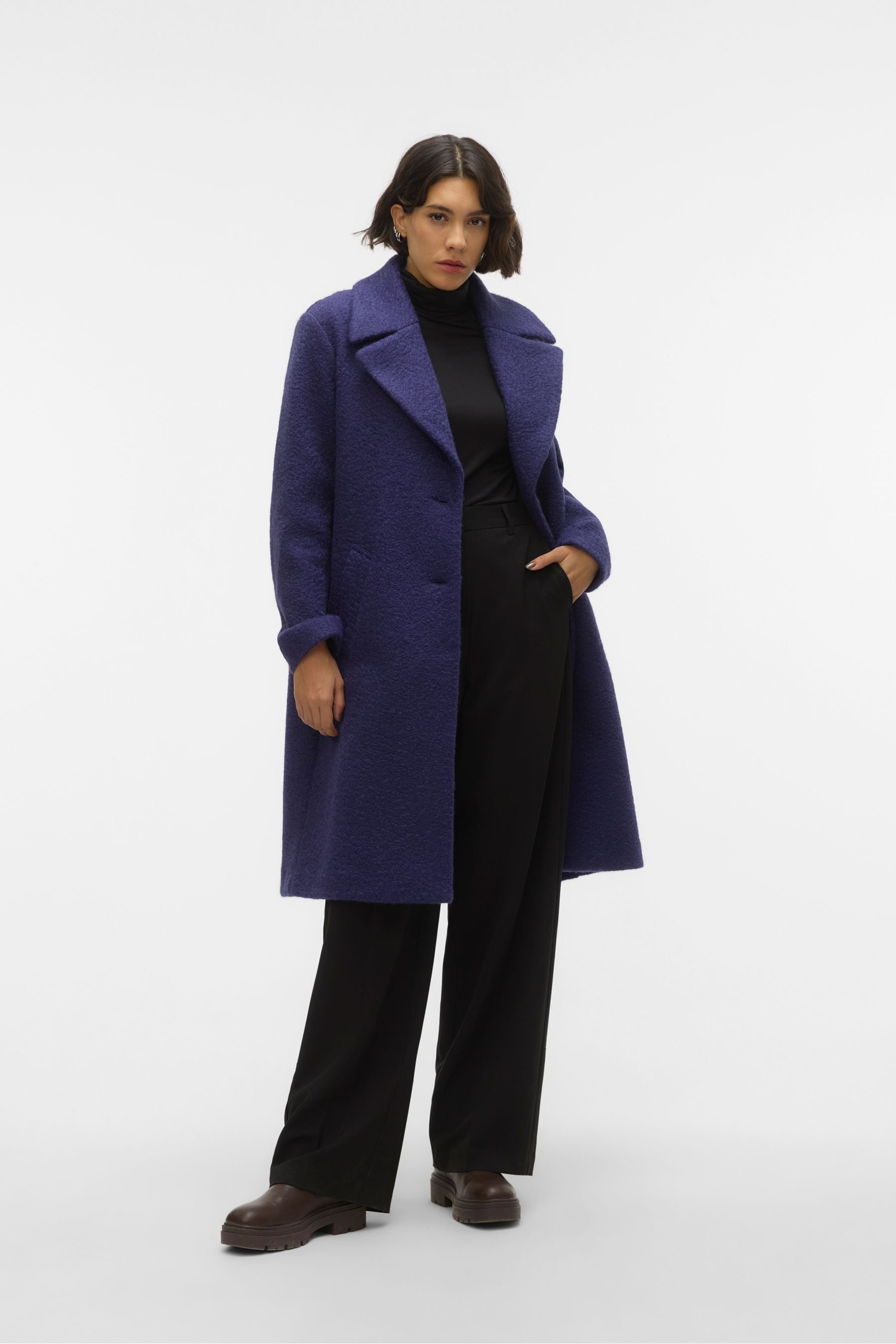 Buy VERO MODA Blue Longline Boucle Button Up Smart Coat from Next Austria
