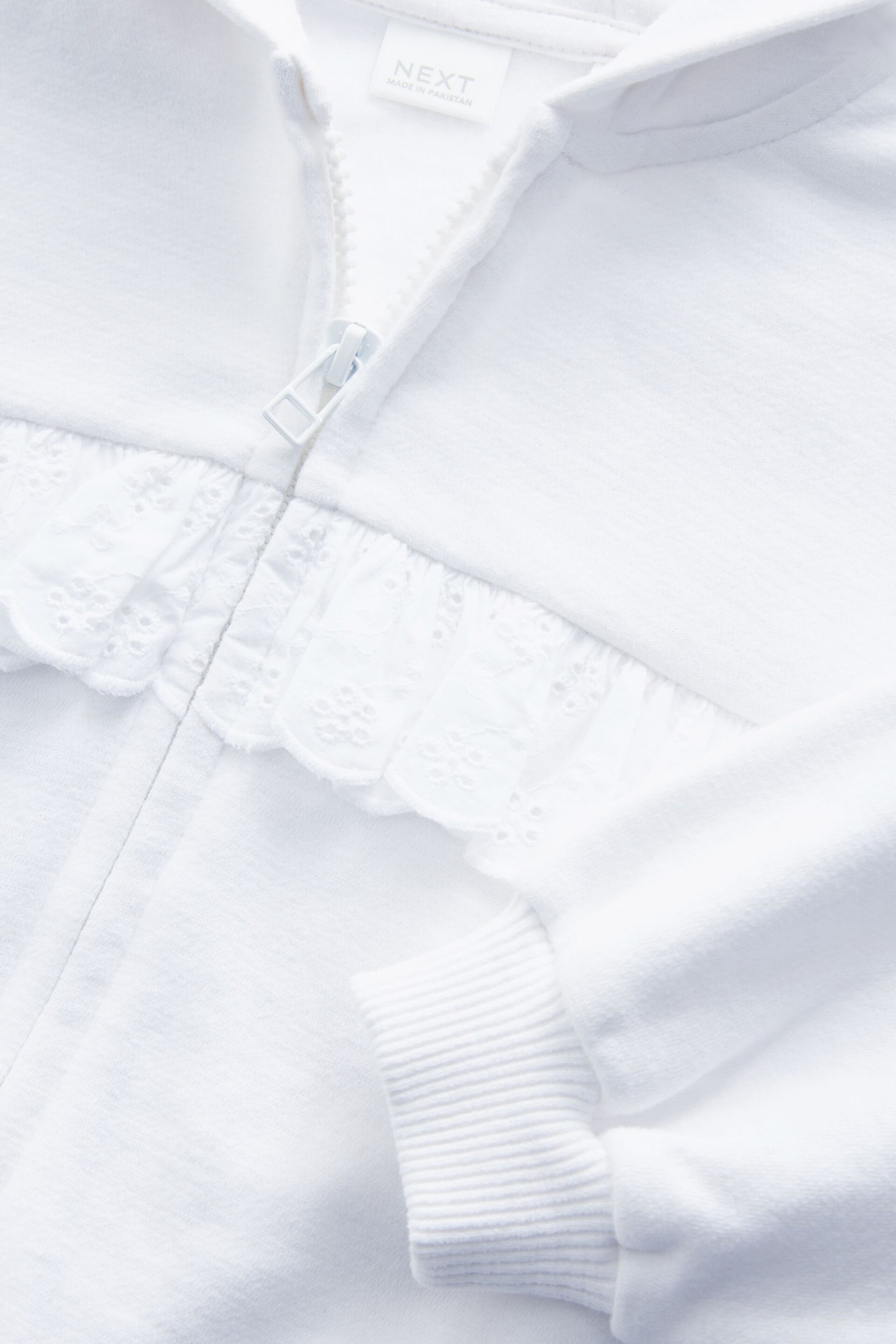 White Broderie Zip Through Hoodie (3mths-7yrs) - Image 7 of 7