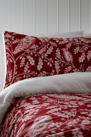 D&D Red Christmas Woodland Owls Plush Fleece Duvet Cover Set - Image 3 of 4