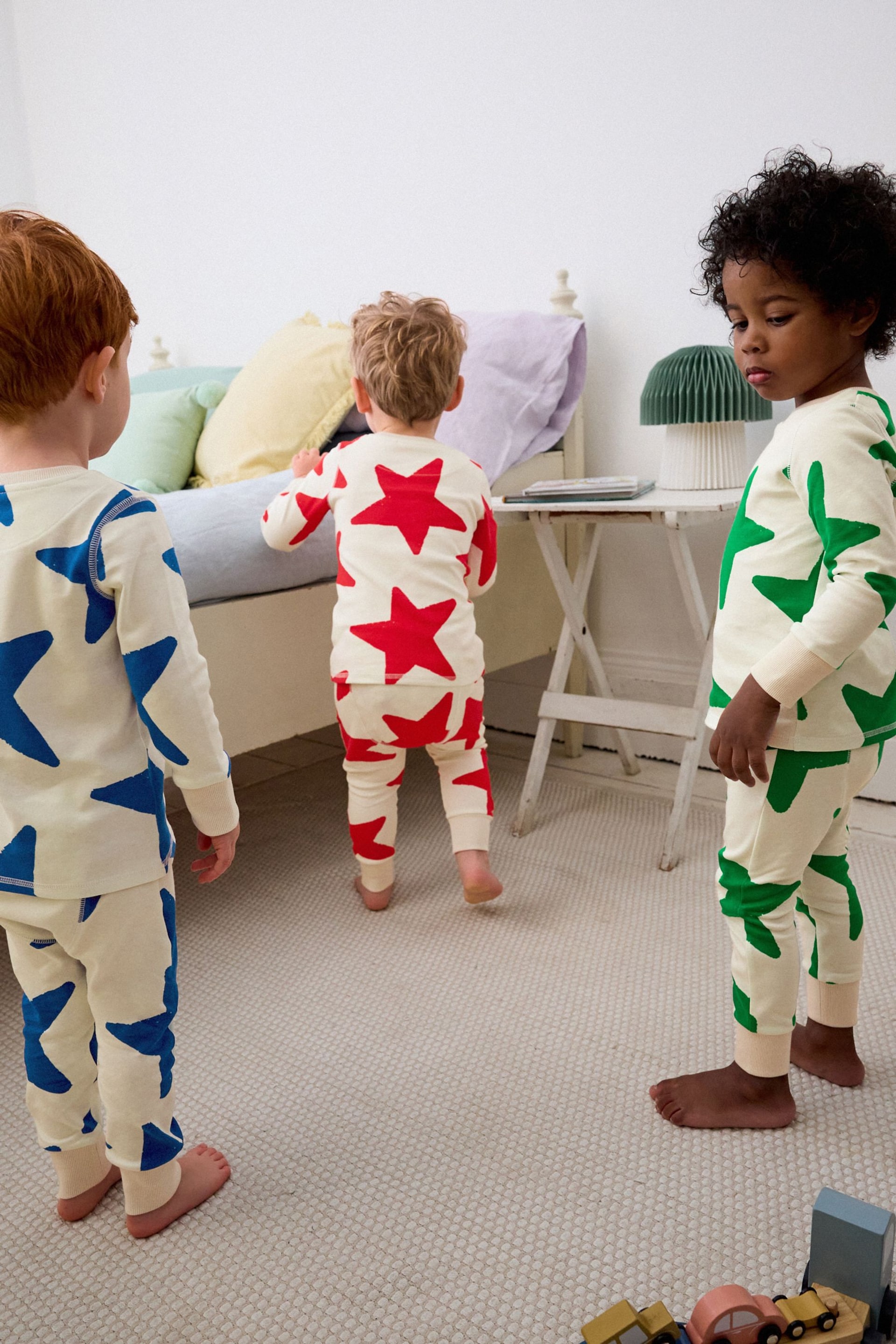 Red/Blue/Green Stars 3 Pack Snuggle Pyjamas (9mths-12yrs) - Image 2 of 17
