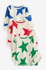 Red/Blue/Green Stars 3 Pack Snuggle Pyjamas (9mths-12yrs) - Image 6 of 17